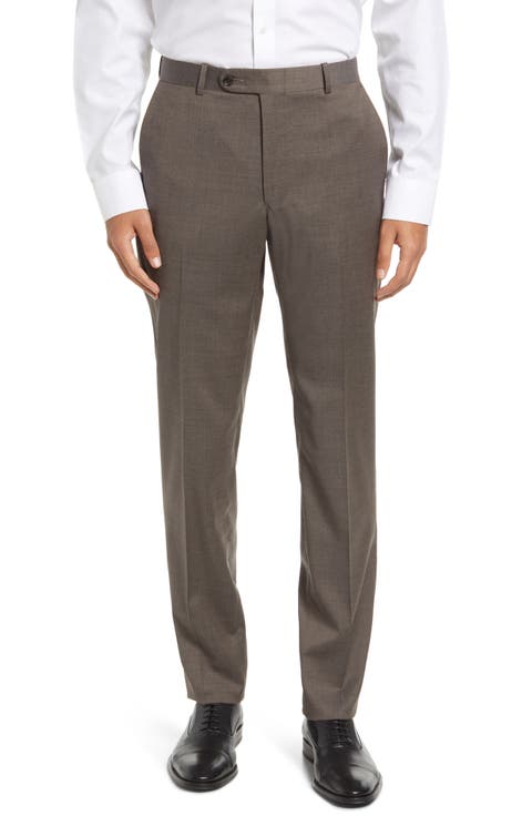 Harker Flat Front Stretch Wool Twill Dress Pants (Regular & Big)