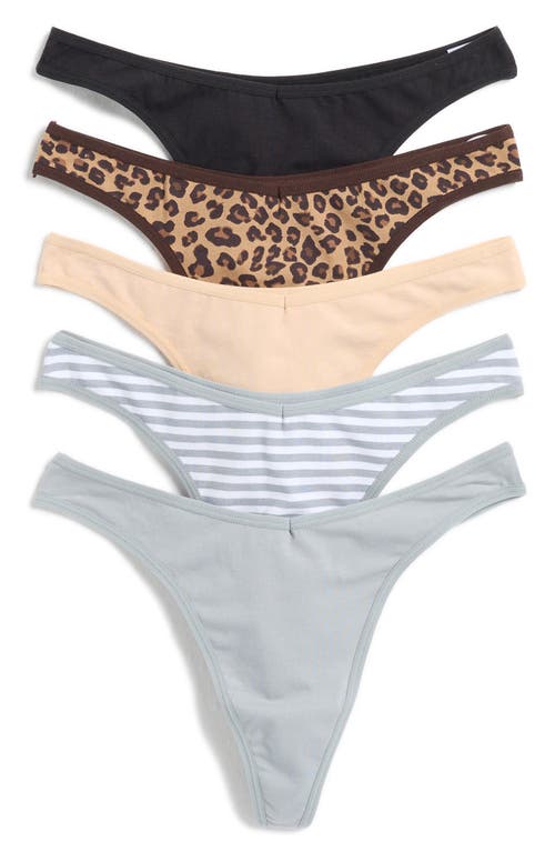 Nordstrom Rack Assorted 5-pack Stretch Cotton Thongs