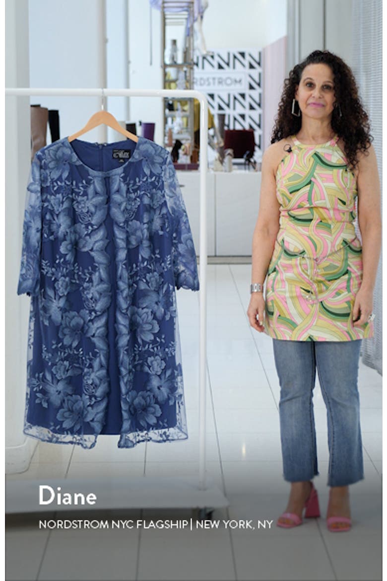 Embroidered Lace Mock Jacket Cocktail Dress video