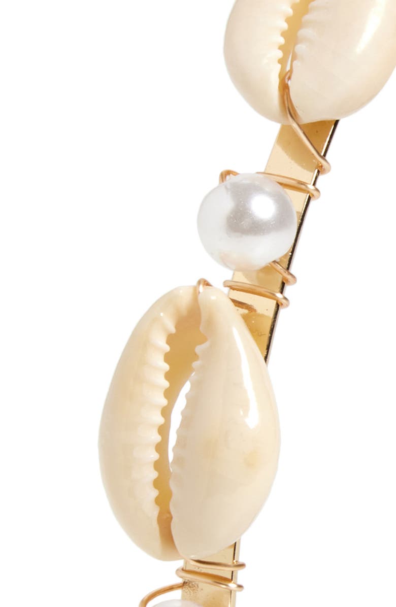 Tasha Cowrie Shell & Faux Pearl Headband, Alternate, color, Gold/ Ivory