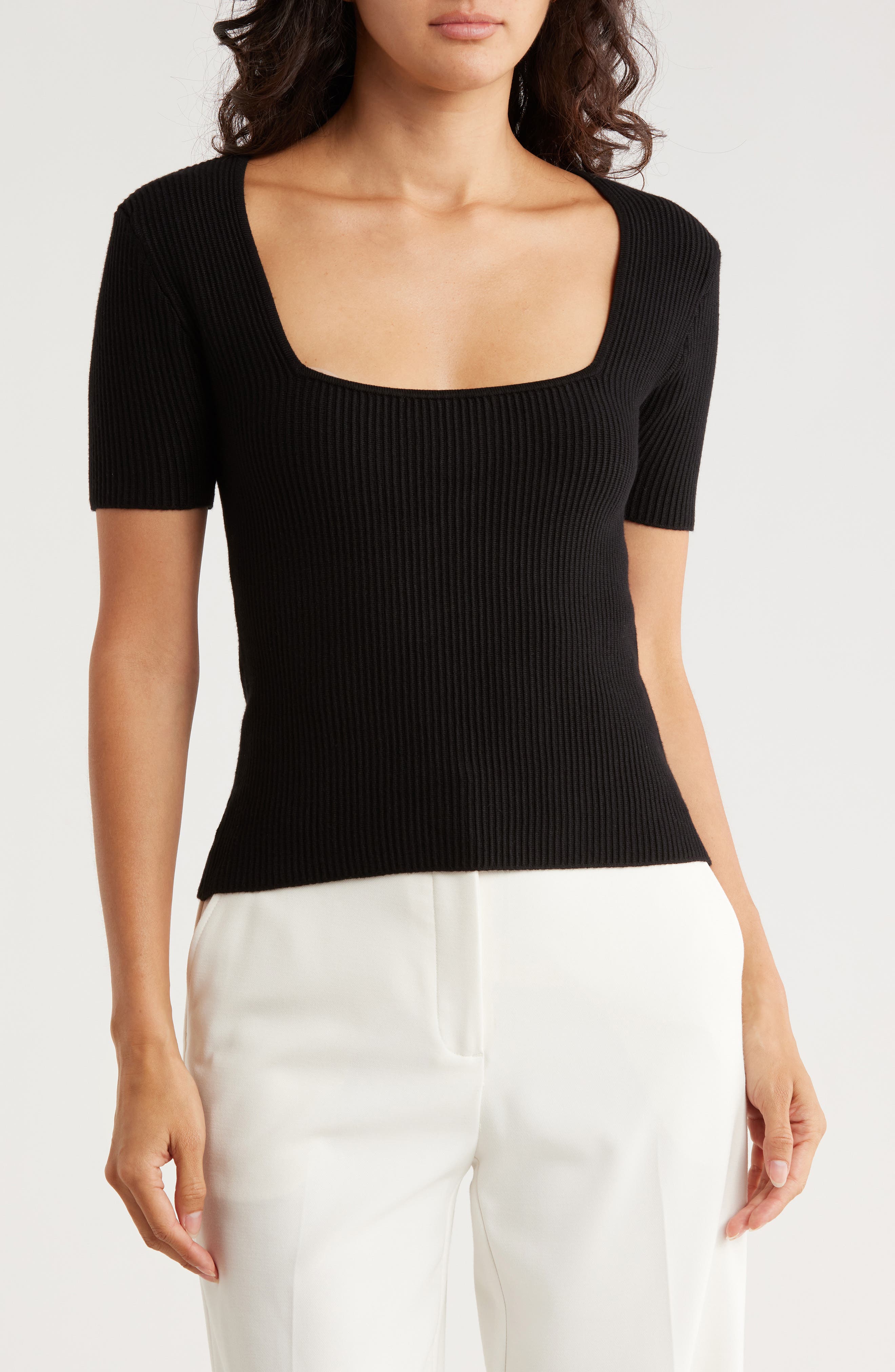 Muse Square Neck Ribbed Crop Top