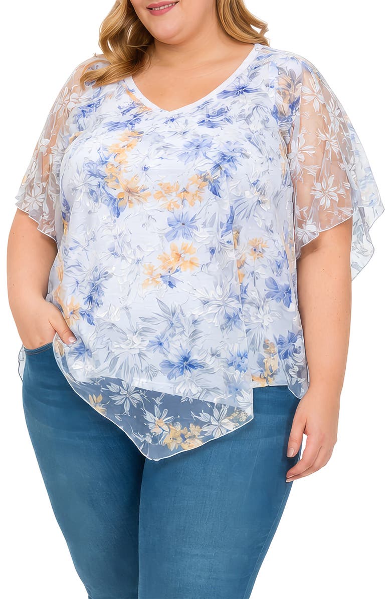 Standards 
Practices Floral Print Poncho Top, Alternate, color, Blue Floral