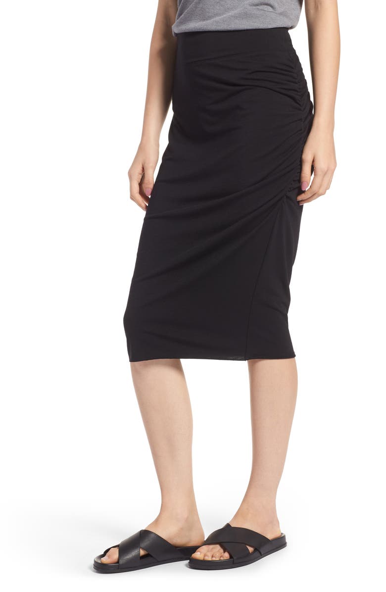 Treasure & Bond Ruched Knit Midi Skirt, Main, color,