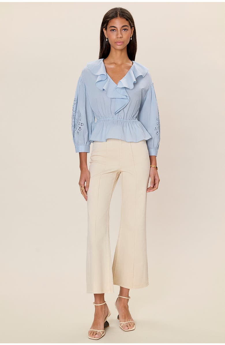 Rebecca Taylor Lorelai Embroidered Blouse, Alternate, color, Chambray