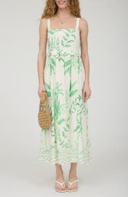 AUGUST SKY Scallop Trim Midi Dress