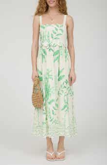 AUGUST SKY Scallop Trim Midi Dress