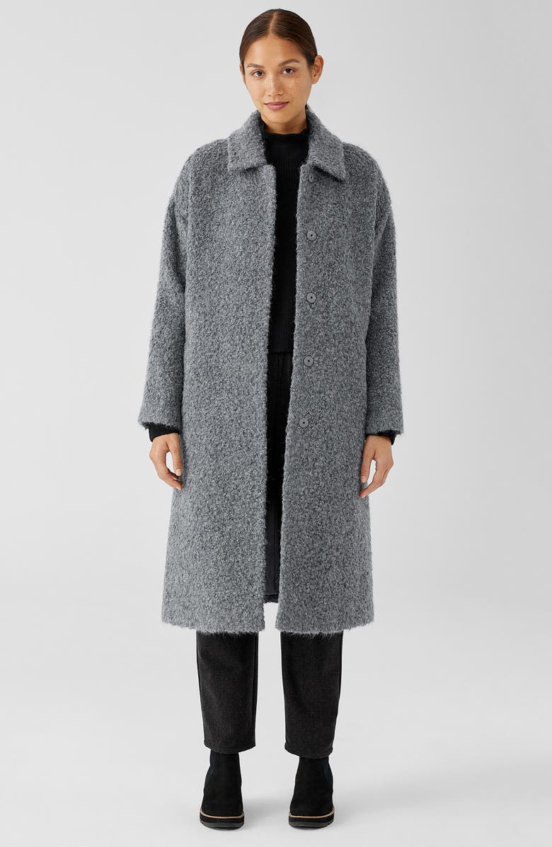 Eileen Fisher Classic Collar Alpaca Blend Bouclé Coat, Alternate, color, 