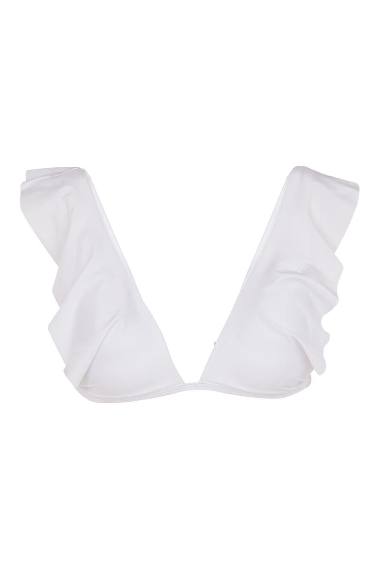 Liz Solid Ruffle Bikini Top, Alternate, color, WHITE