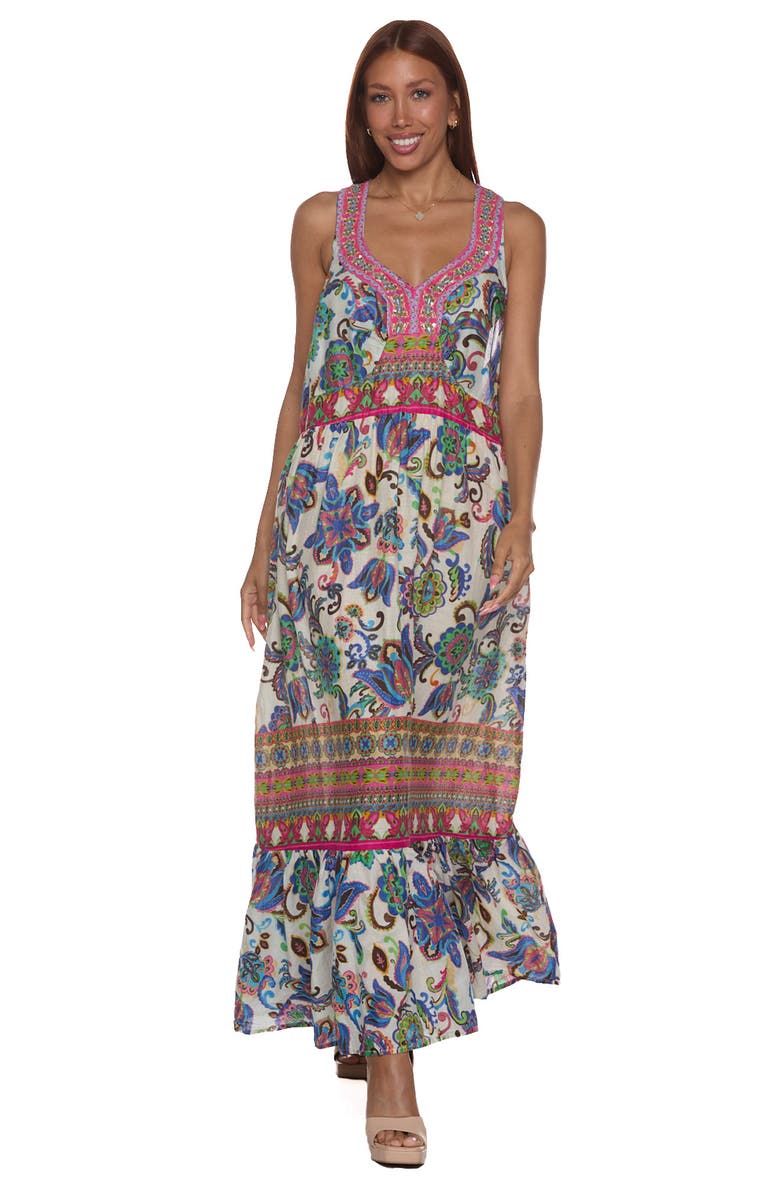 RANEES Tiered Maxi Halter Dress, Alternate, color, Blue