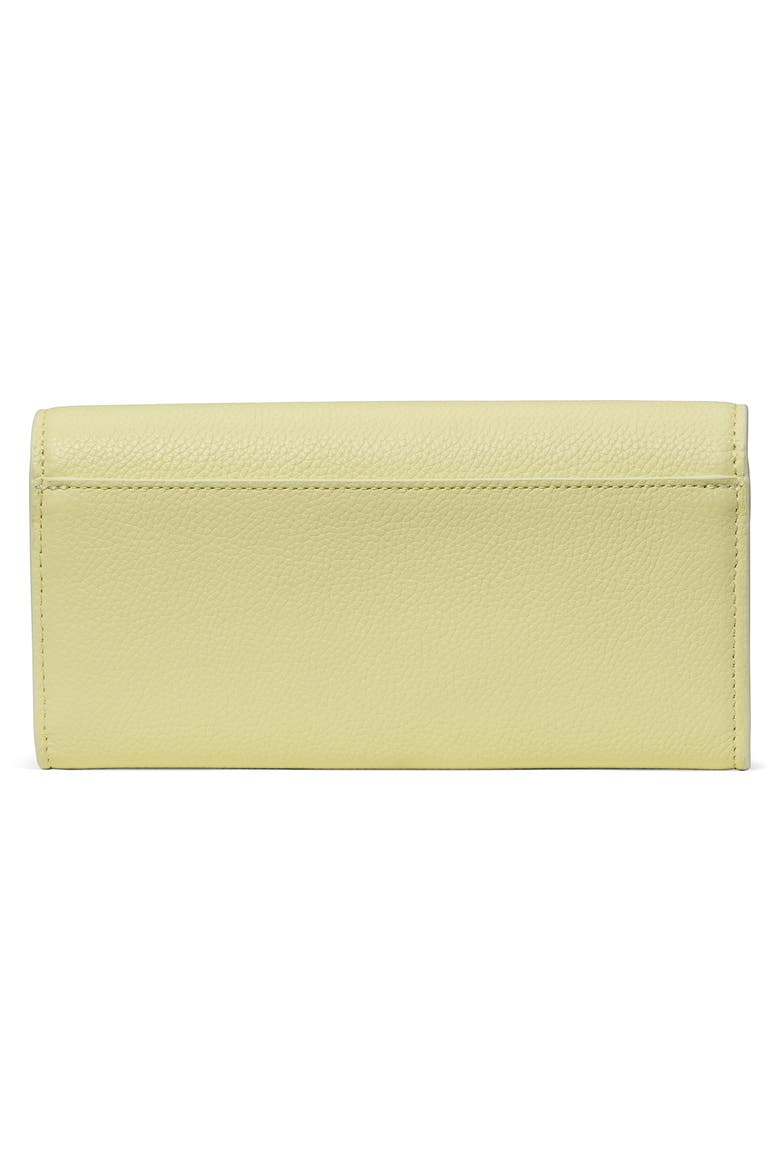 deco large pebbled leather flat wallet, Alternate, color, PALE CITRON
