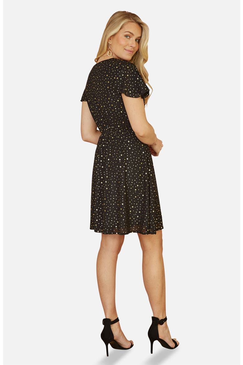 Skater Dress With Mini Star Foil Print, Alternate, color, Black