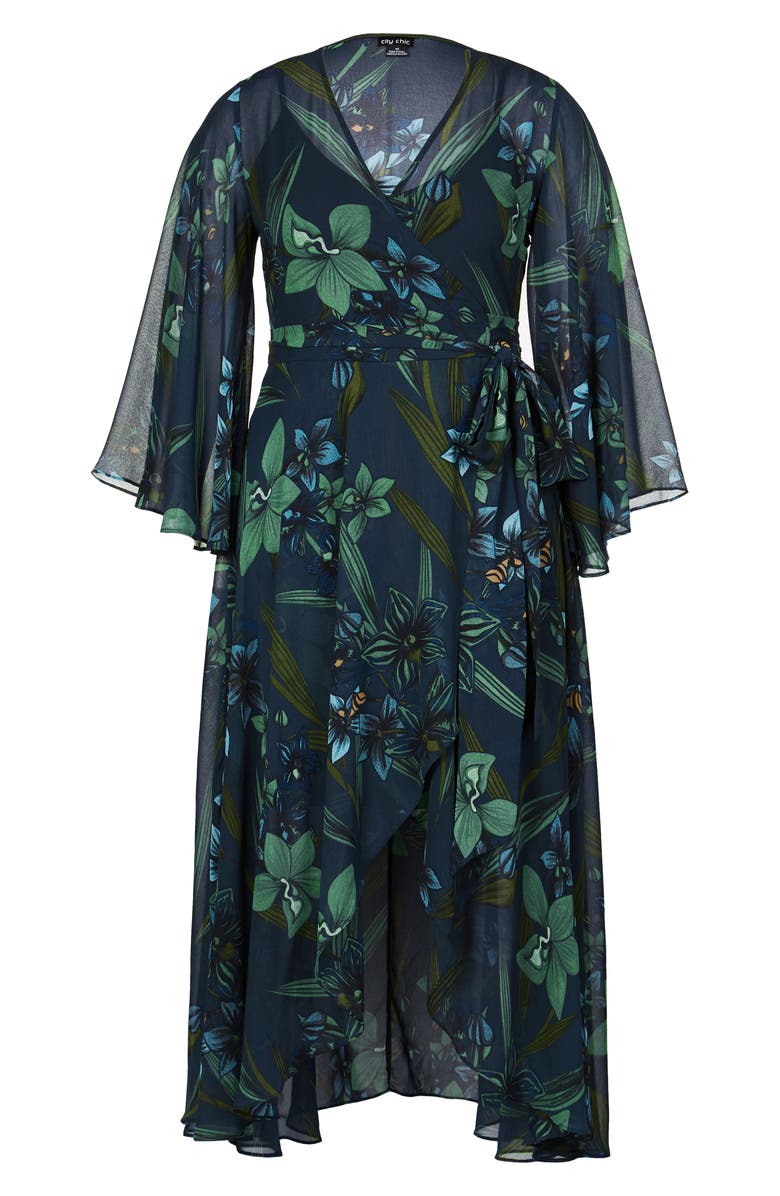 City Chic Moody Floral Maxi Wrap Dress, Alternate, color,