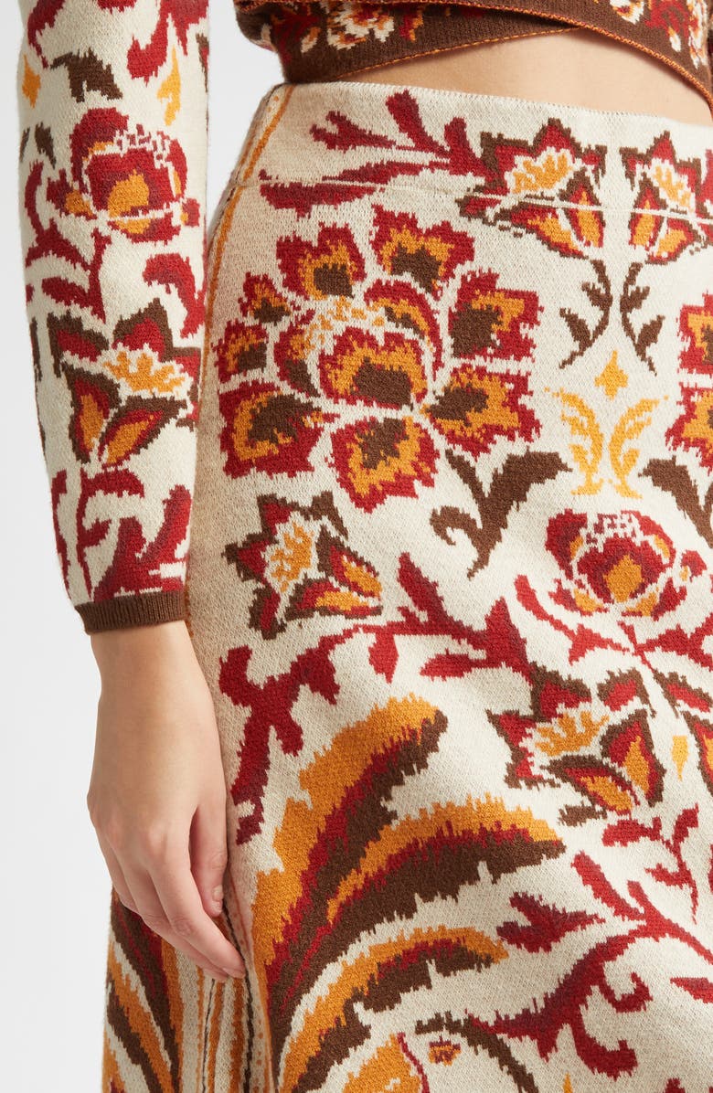 FARM Rio Toucan Scarf Jacquard Knit Skirt, Alternate, color, 