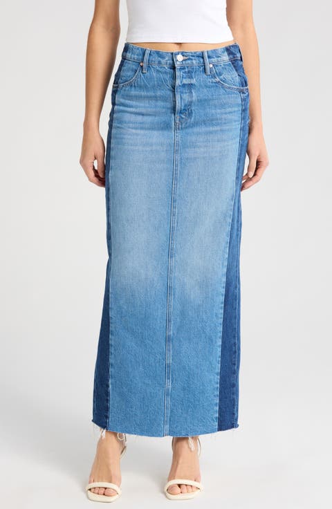 The Flagpole Raw Hem Denim Maxi Skirt