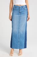 MOTHER The Flagpole Raw Hem Denim Maxi Skirt