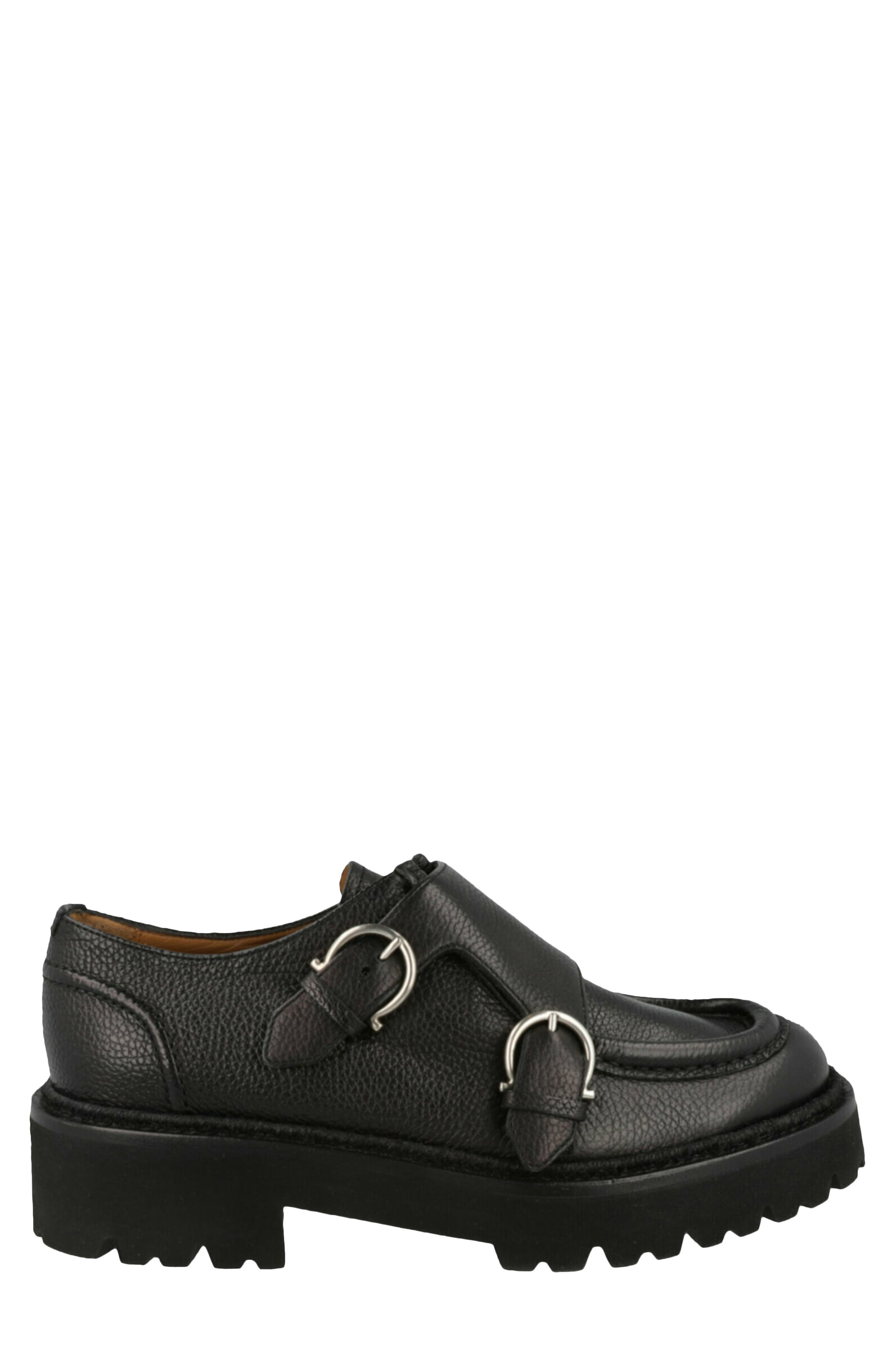 FERRAGAMO Gionny Monk Strap Shoe, Alternate, color, Black