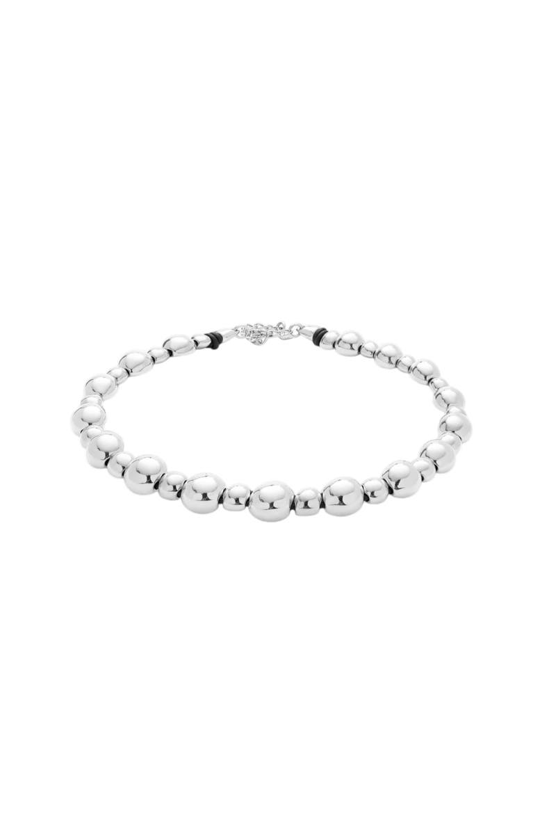 Polished Bead Necklace, Alternate, color, Silver
