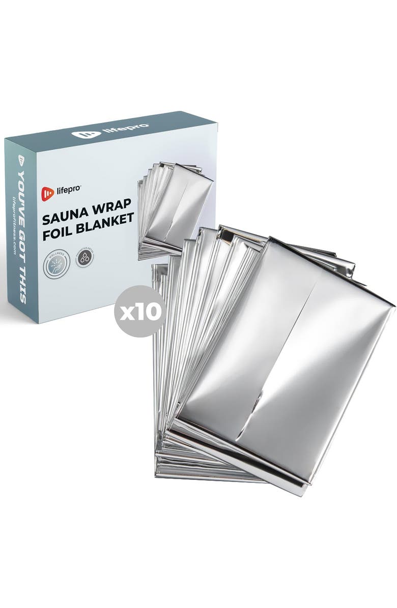 Lifepro Sauna Wrap Foil Blanket 10x, x25, 50x Disposable Thermal Wrap for Infrared Sauna, Main, color, 10 Pcs