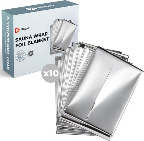 Sauna Wrap Foil Blanket 10x, x25, 50x Disposable Thermal Wrap for Infrared Sauna
