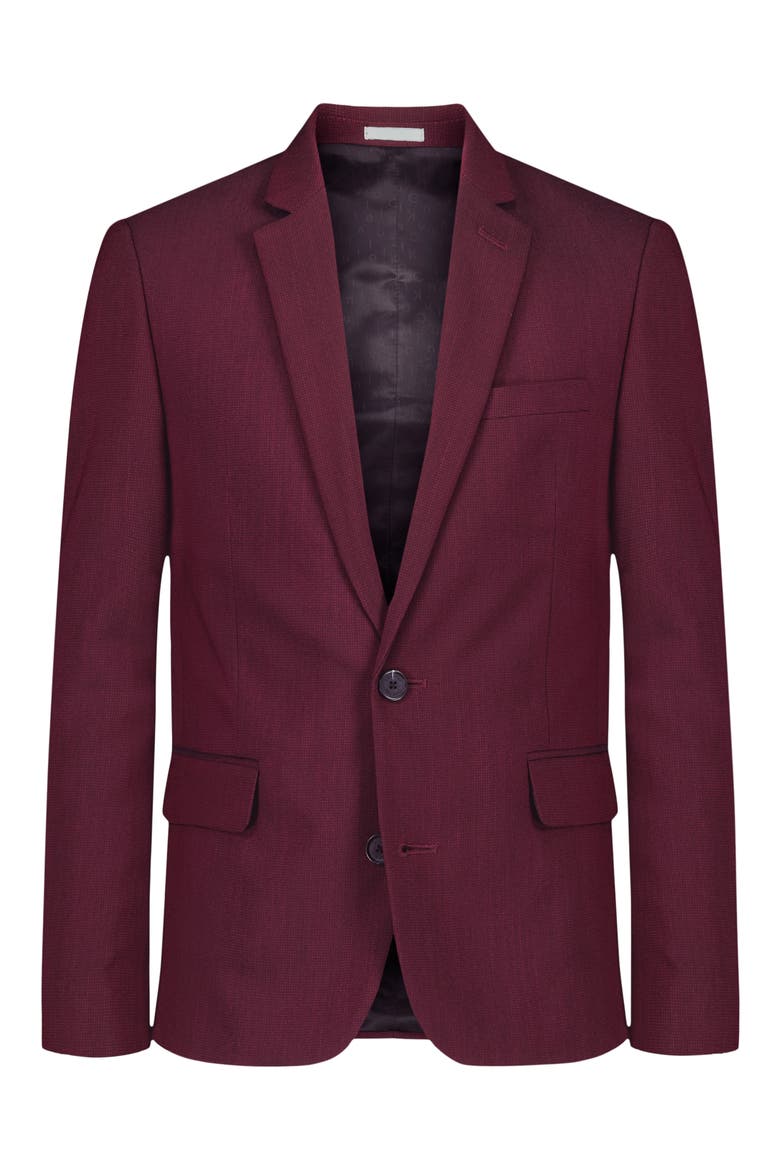 Kids' Textured Stretch Two-Button Sport Coat, Main, color, 615 DARK RED