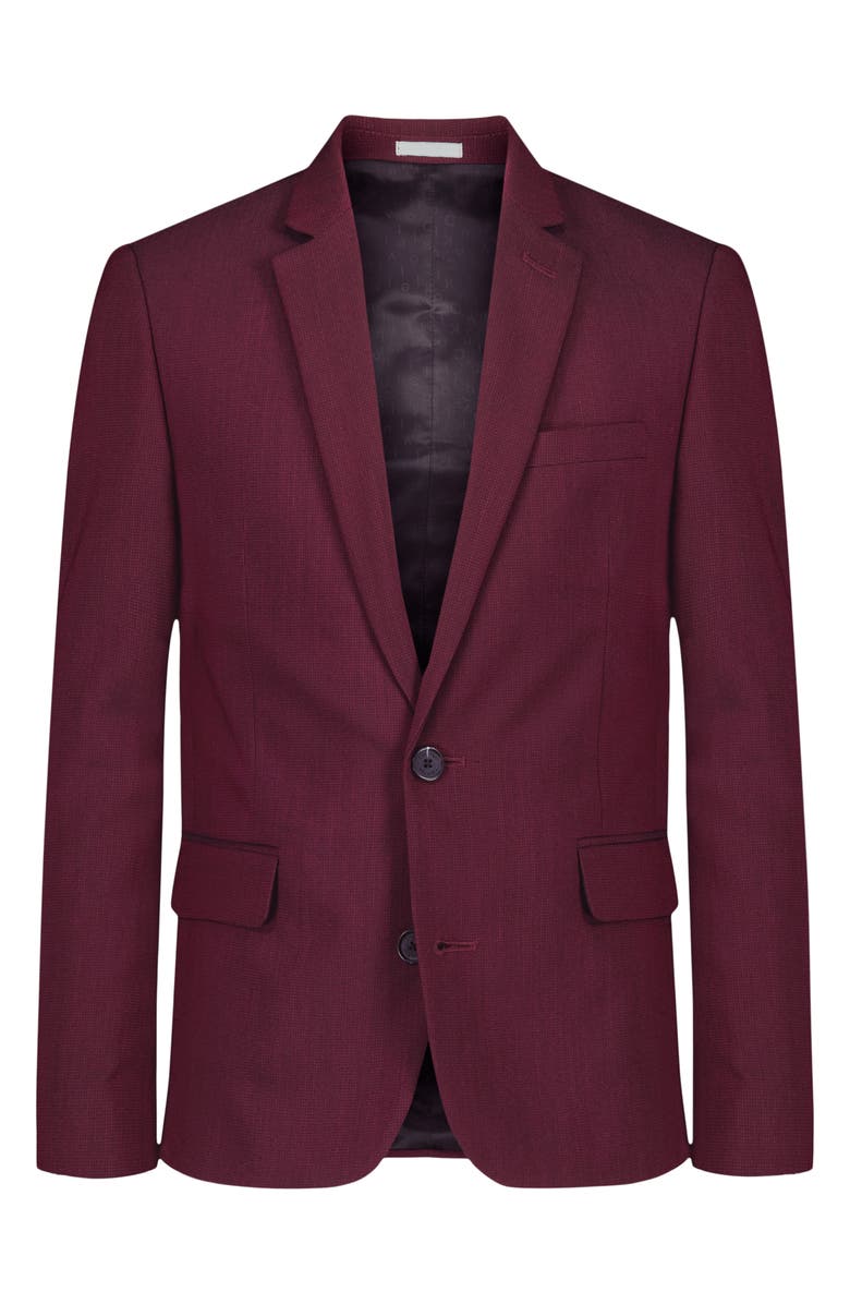 Calvin Klein Kids' Textured Stretch Two-Button Sport Coat, Main, color, 615 Dark Red