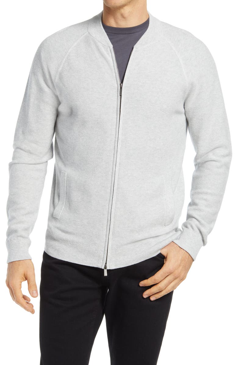 Nordstrom Textured Zip Front Cotton & Cashmere Cardigan, Alternate, color,