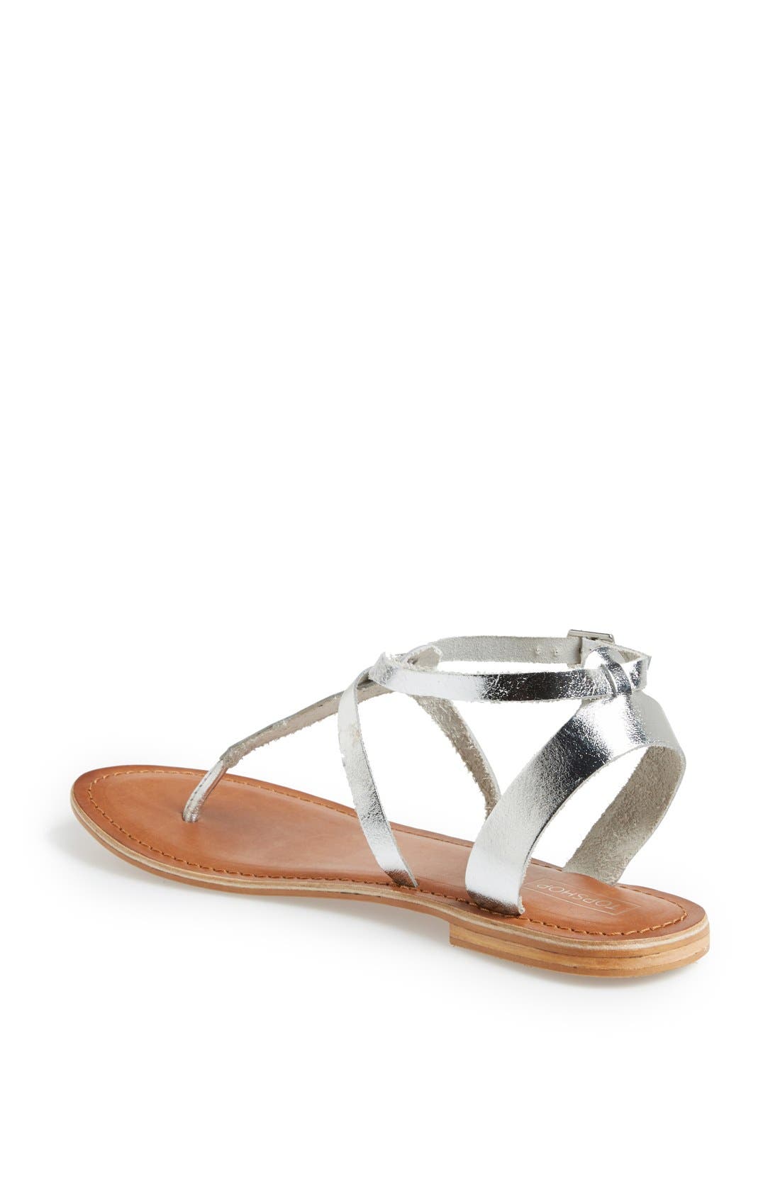 'Horizon' Leather Sandal, Alternate, color, SILVER