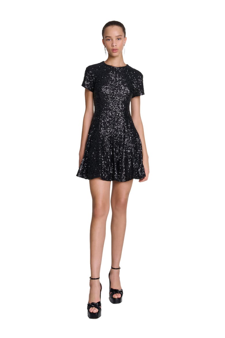 Short sequin dress, Main, color, Black
