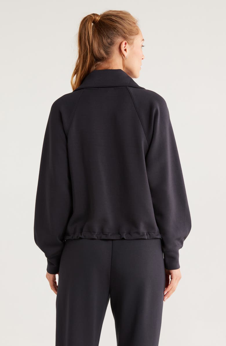 Zella Ultrasoft Snap Funnel Neck Sweatshirt, Alternate, color, Black