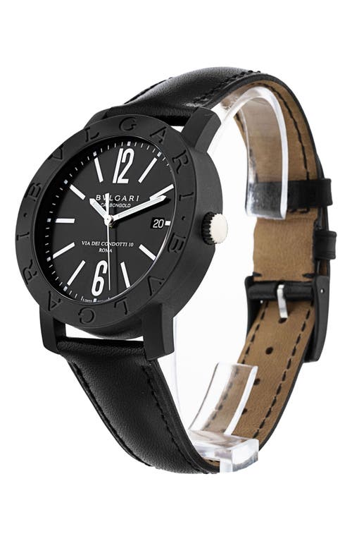 Shop Watchfinder & Co. Bvlgari  Bvlgari Leather Strap Watch, 40mm In Black