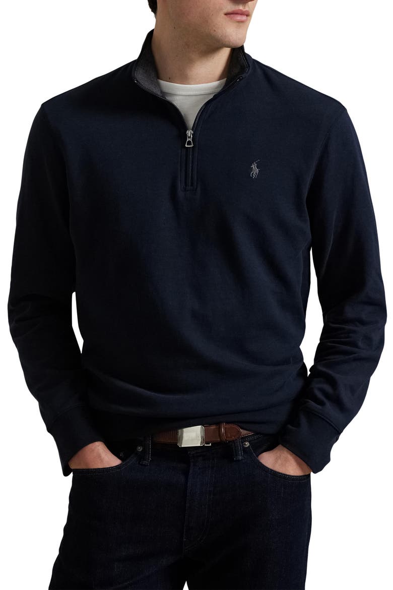 Luxury Jersey Quarter-Zip Pullover, Main, color, AVIATOR NAVY