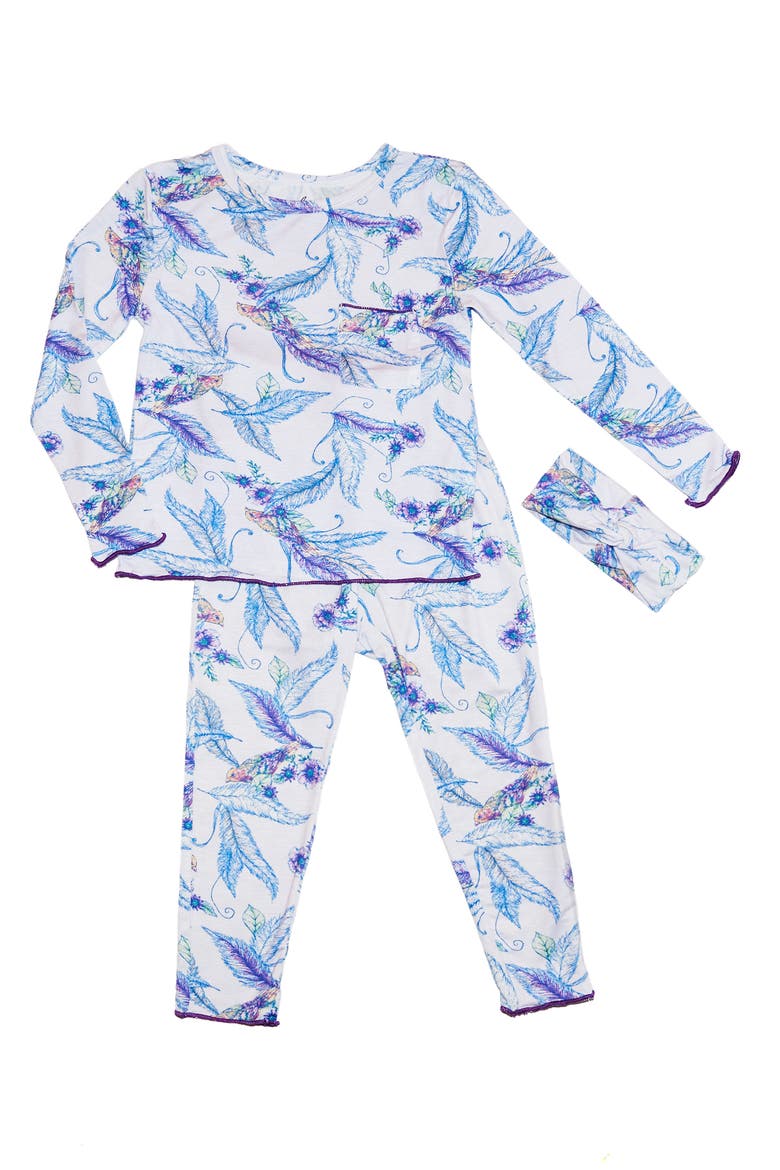 Charlie Sparrow Fitted Two-Piece Pajamas & Head Wrap Set, Main, color, SPARROW