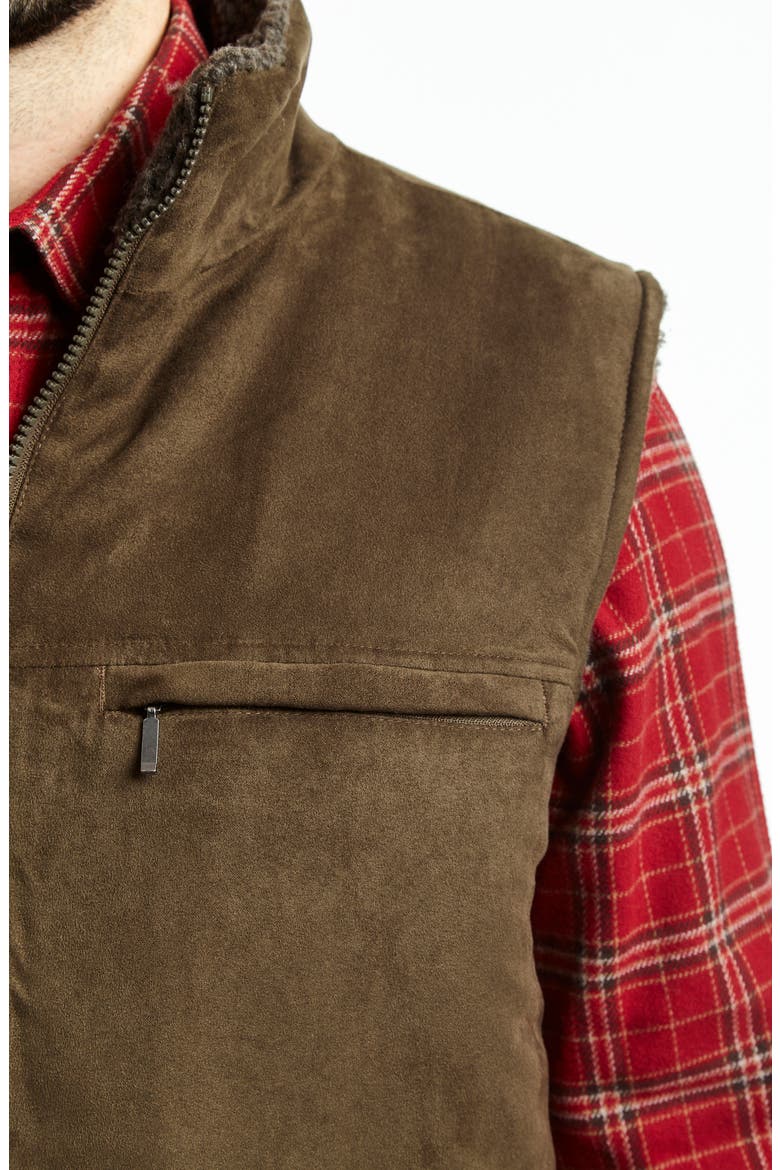 Faux Micro Suede Faux Shearling Lined Vest, Alternate, color, TRUFFLE