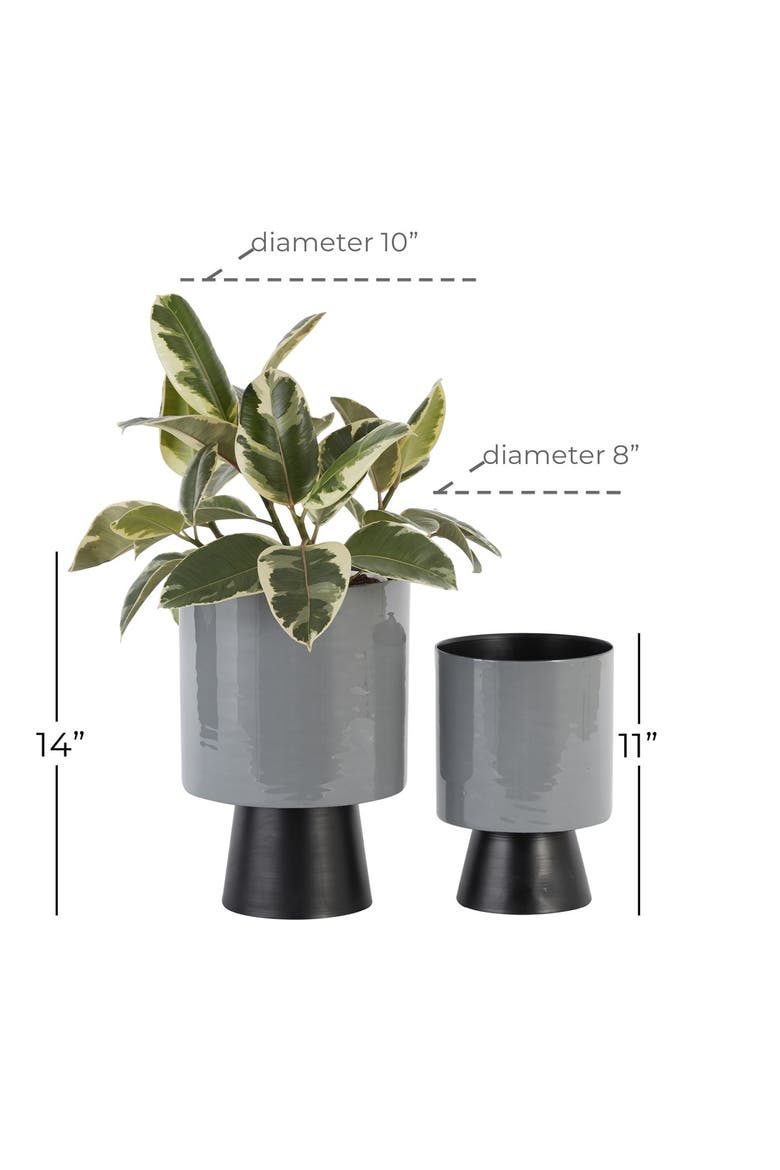Gray Metal Modern Planter - Set of 2, Alternate, color, GREY