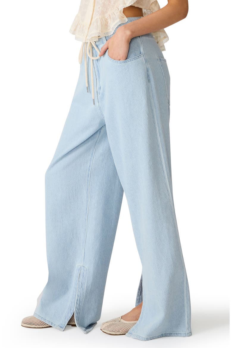 Maycen Drawstring Jeans, Alternate, color, FADED BLUE