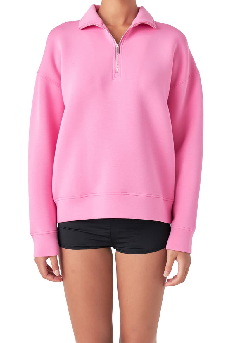 Scuba Knit Quarter Zip Pullover, Alternate, color, PINK