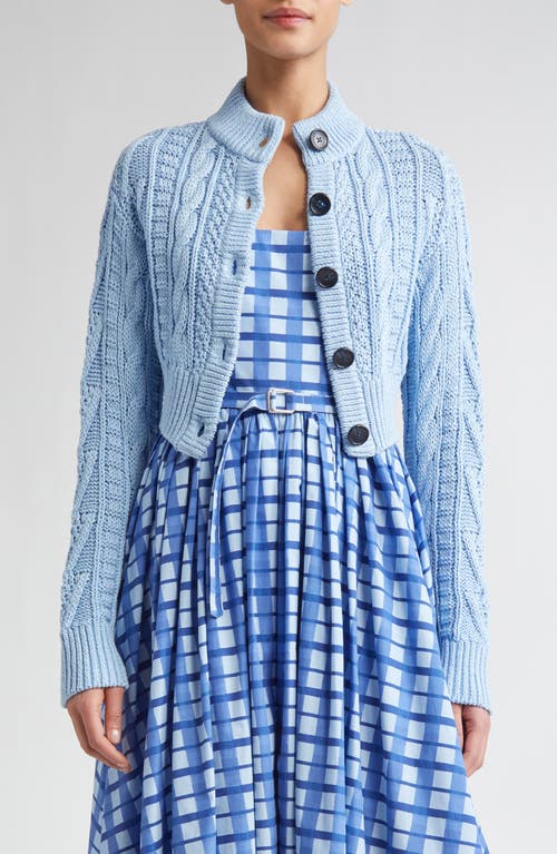 Emilia Wickstead Aleph Mixed Cable Cotton Cardigan In Blue