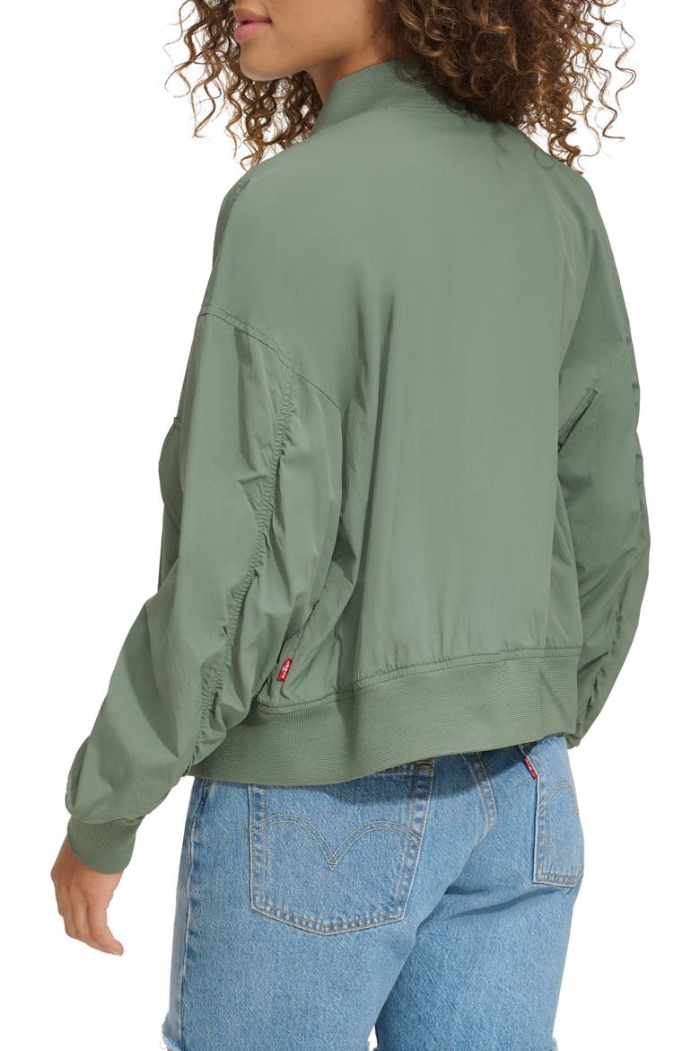 Techy Nylon Bomber Jacket, Alternate, color, DARK FOREST