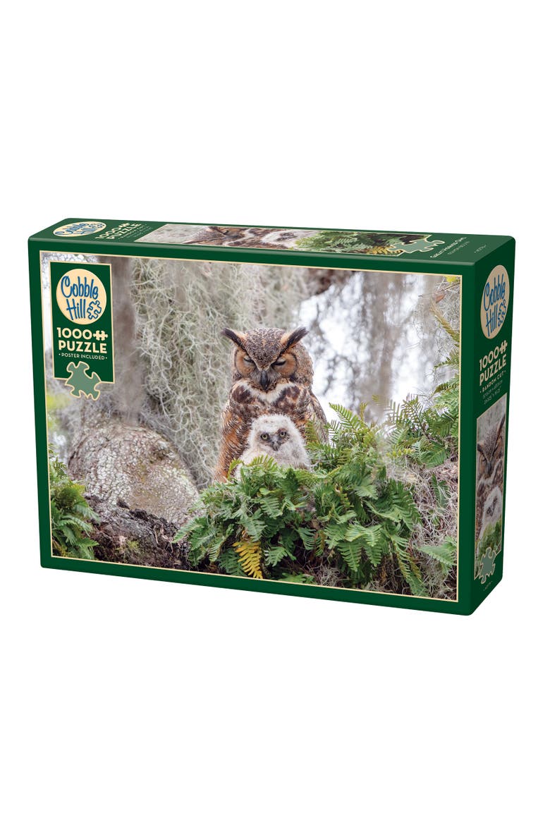 1000 Piece Puzzle Great Horned Owl Reference Poster Included, Main, color, Multicolored