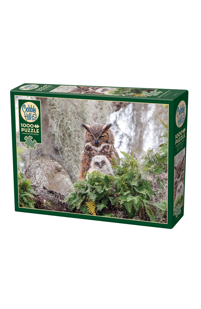 Cobble Hill 1000 Piece Puzzle Great Horned Owl Reference Poster Included, Main, color, Multicolored