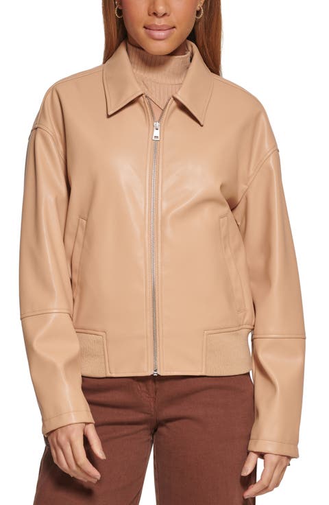 Faux Leather Bomber Jacket