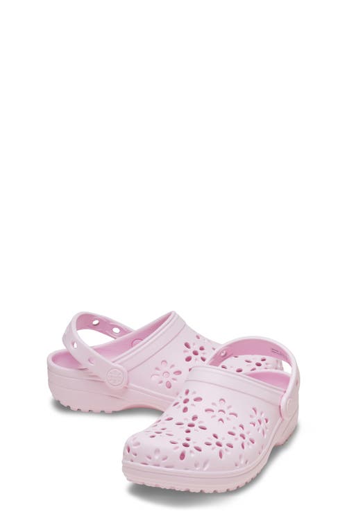 Crocs Girls  Floral Cutout Clogs In Pink Milk