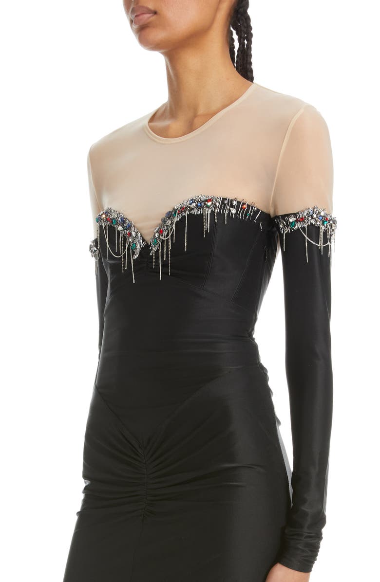 Rabanne Hardware Detail Long Sleeve Dress, Alternate, color, 