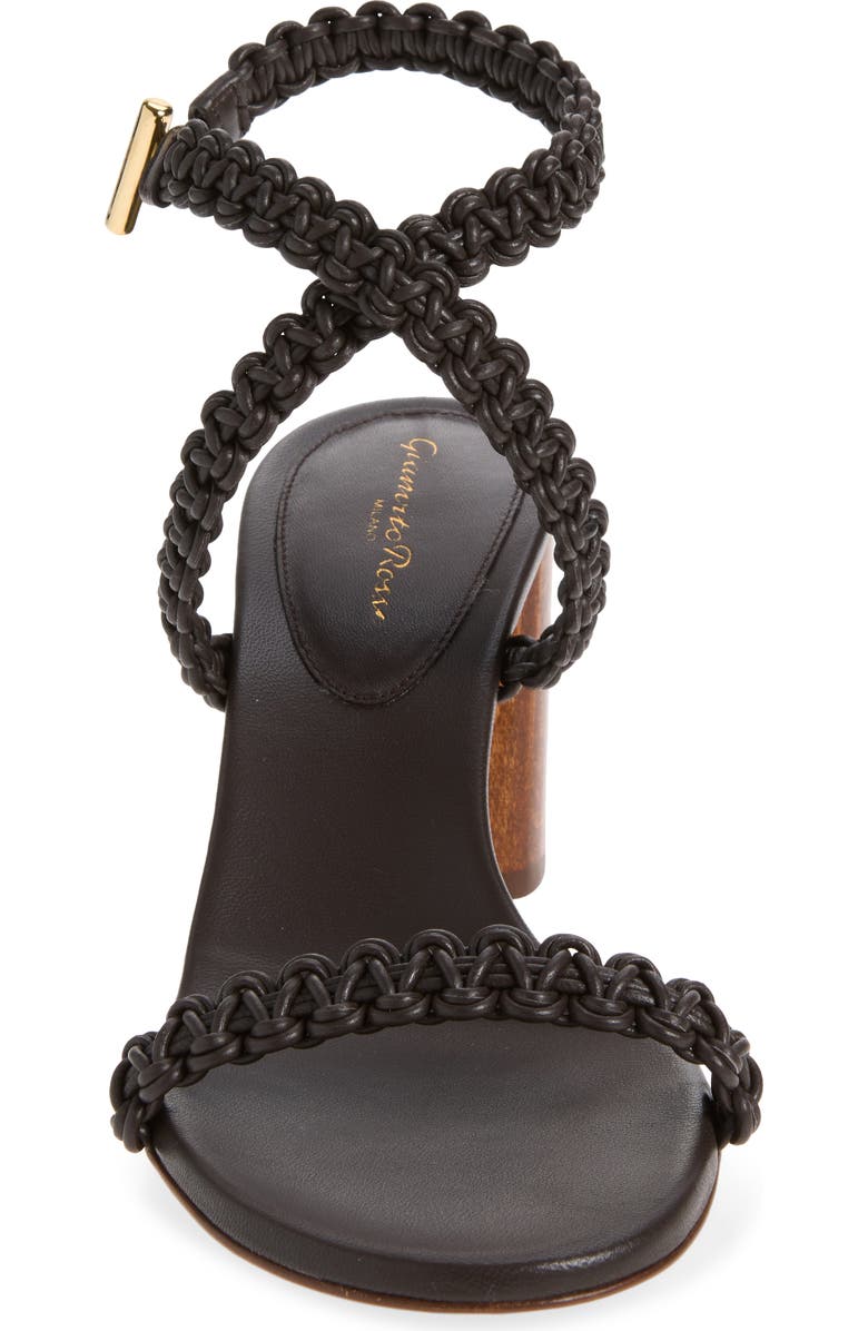 Gianvito Rossi Braided Strap Block Heel Sandal, Alternate, color, Moka