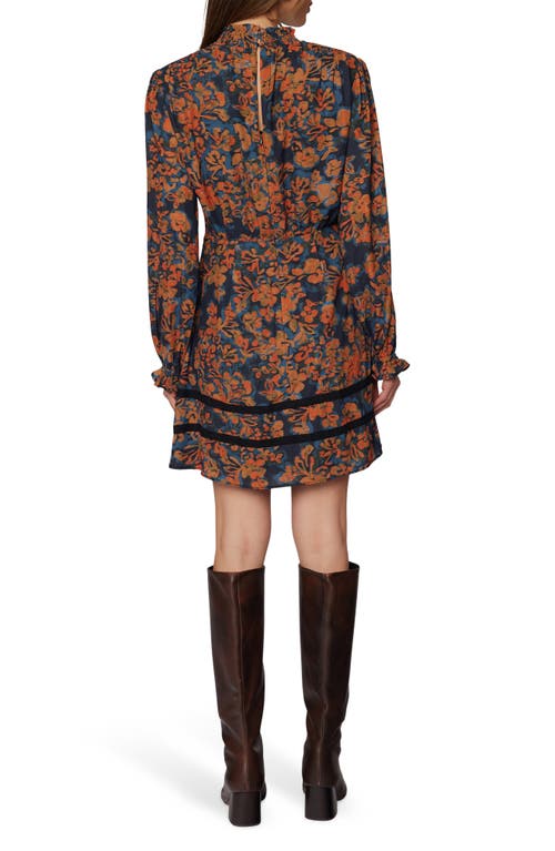 Lost + Wander Embers Bloom Floral Print Long Sleeve Minidress In Brown