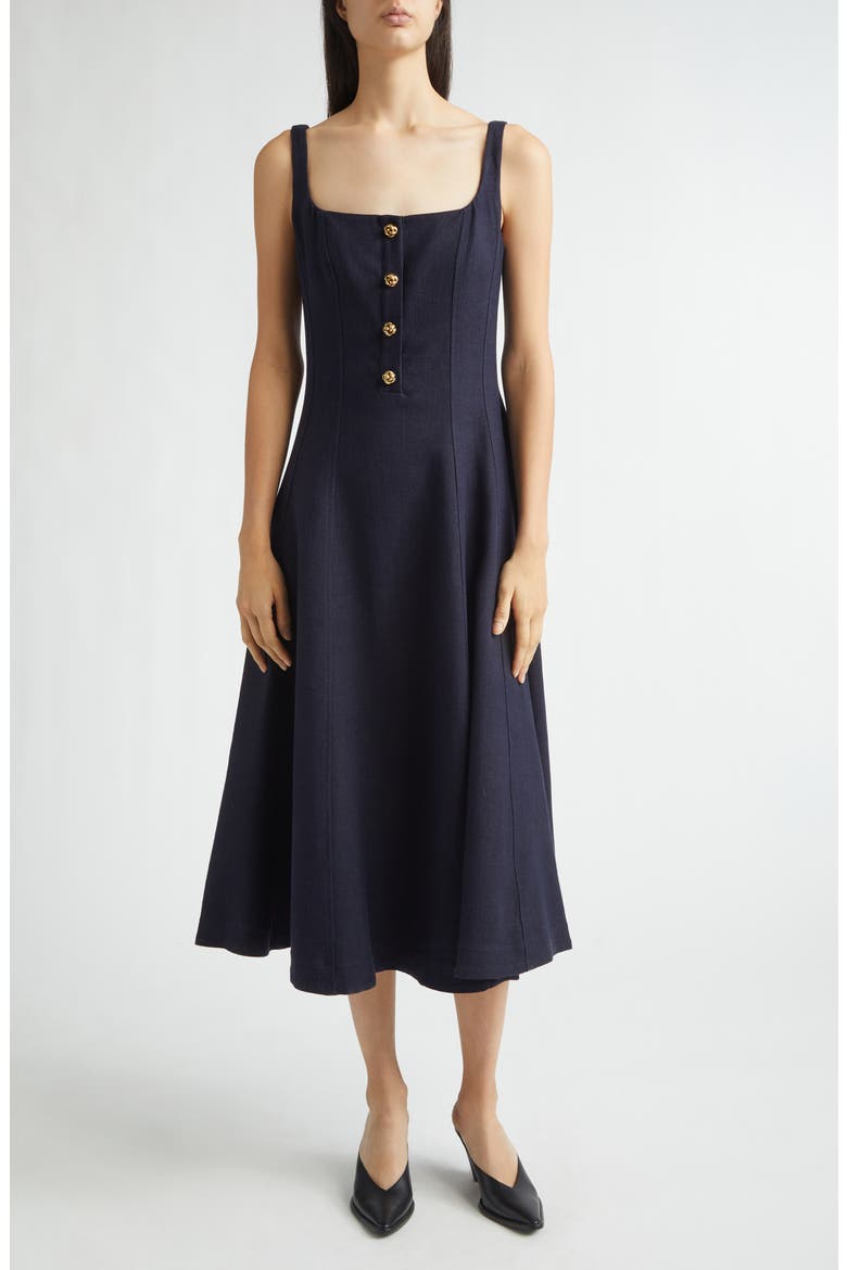 Orrie Sleeveless Linen Blend Midi Dress, Main, color, 000400 NAVY