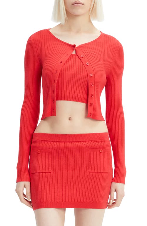 Bardot Sarita Rib Cardigan In Deep Red