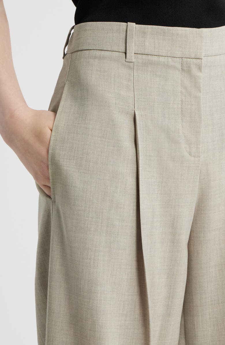 BOSS Tiana Virgin Wool Wide Leg Pants, Alternate, color, Pumice