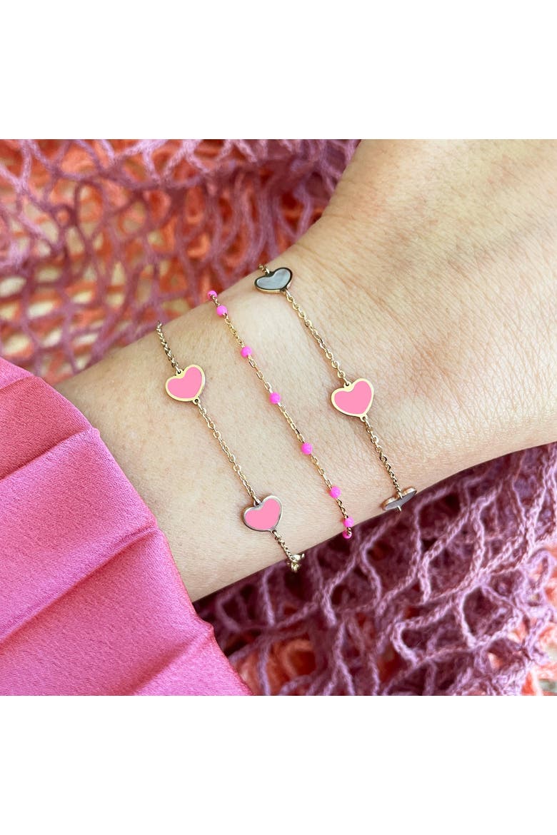 Bubblegum Pink Heart Station Bracelet, Alternate, color, Bubblegum Pink
