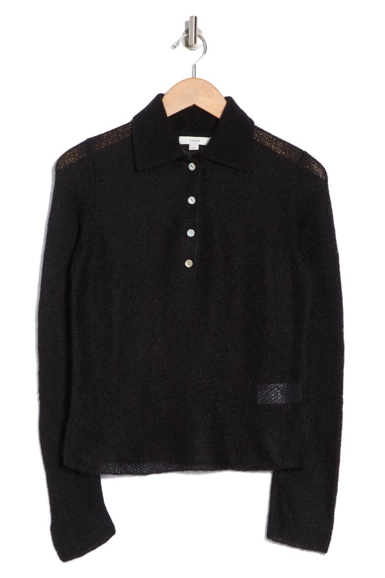 Brushed Polo Sweater, Alternate, color, BLACK